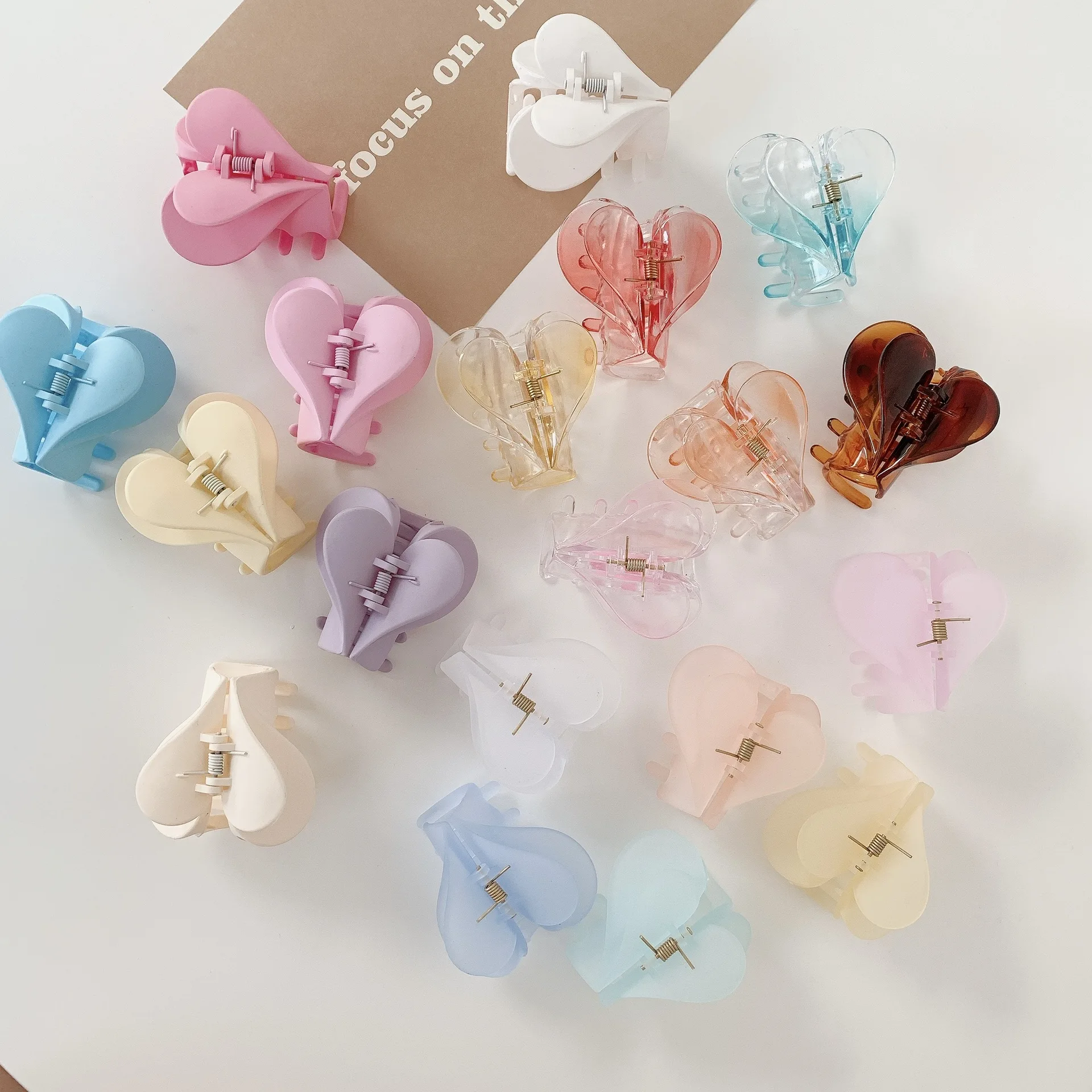 2022 New Hair Clip for Women Double Layer Love Hair Claw Girls Solid Color Hairpin Crab Hair Clips Fashion Hair Accessories Gift