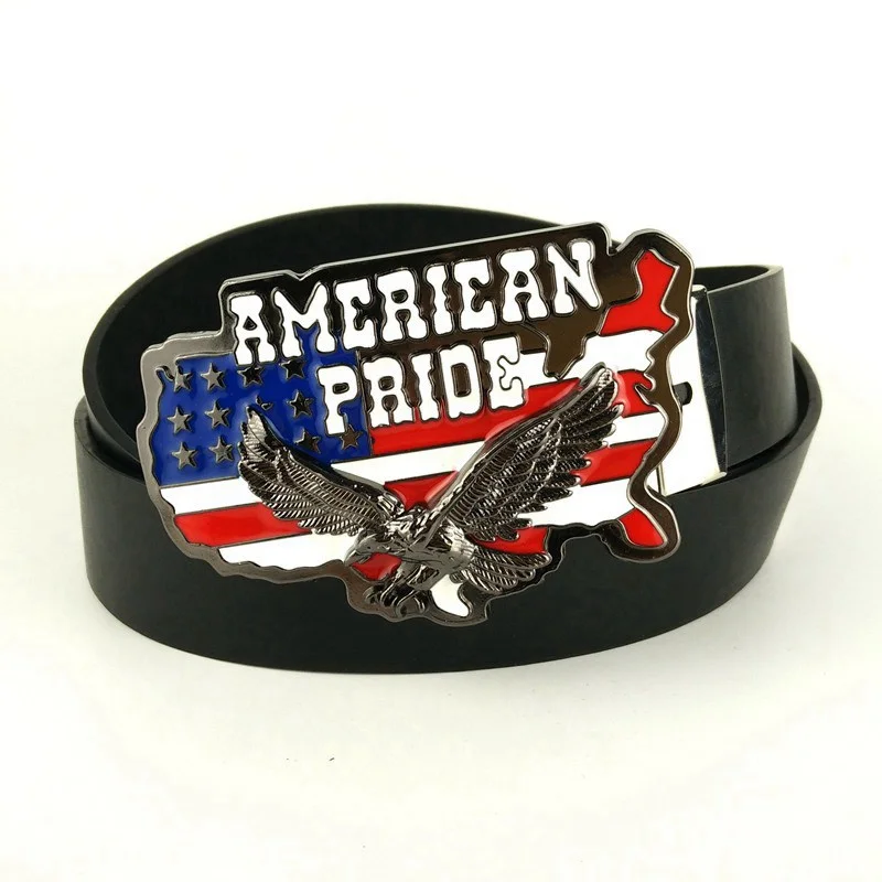 

Mens Black PU Leather Belts American Flag Eagle Belt Buckle Western Country Cowboy Hebillas De Metal Para Cinturones For Jeans