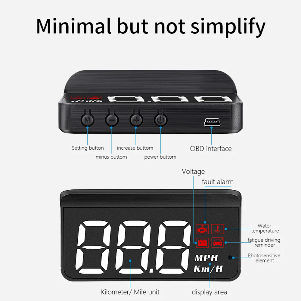 Car Head Up Display M3 OBD2 HUD Overspeed ​​​​Warning Windshield Projector On Board Computer Digital Electronic Auto Accessories