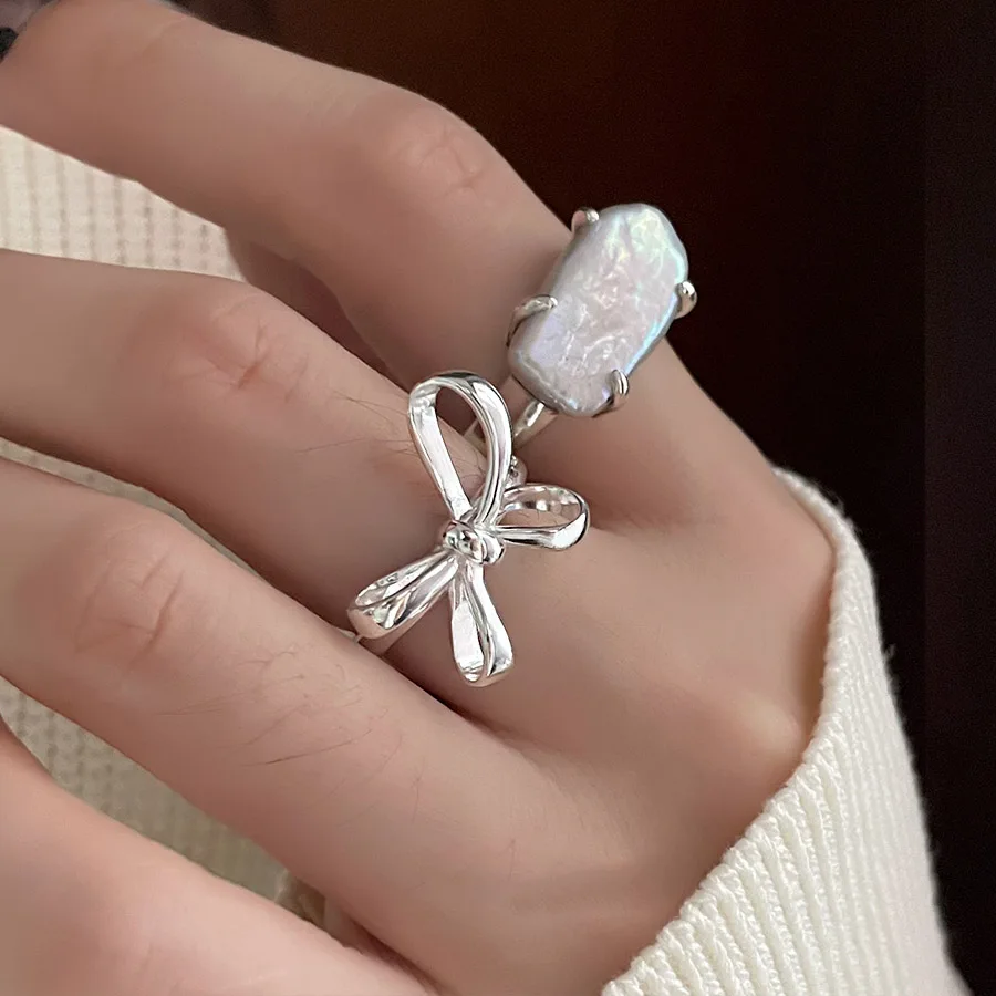 Bf Club Silber Farbe Fingerringe für Frauen Bogen Stein unregelmäßig trend igen edlen Schmuck große verstellbare antike Ringe Anillos