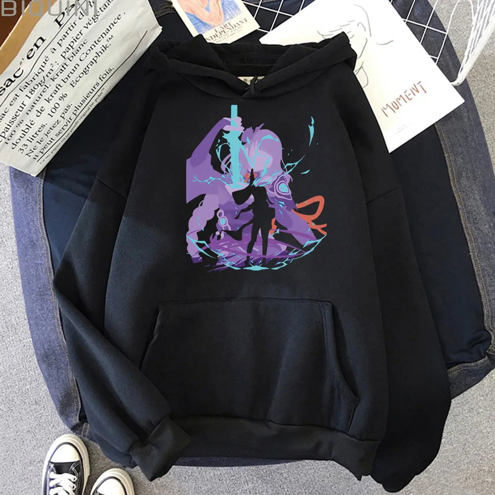 Genshin Impact Hoodie Raiden Shogun Vintage Sweatshirt Women/Men Japanese Streetwear Colors 12 Anime Clothes Graffiti Game Print