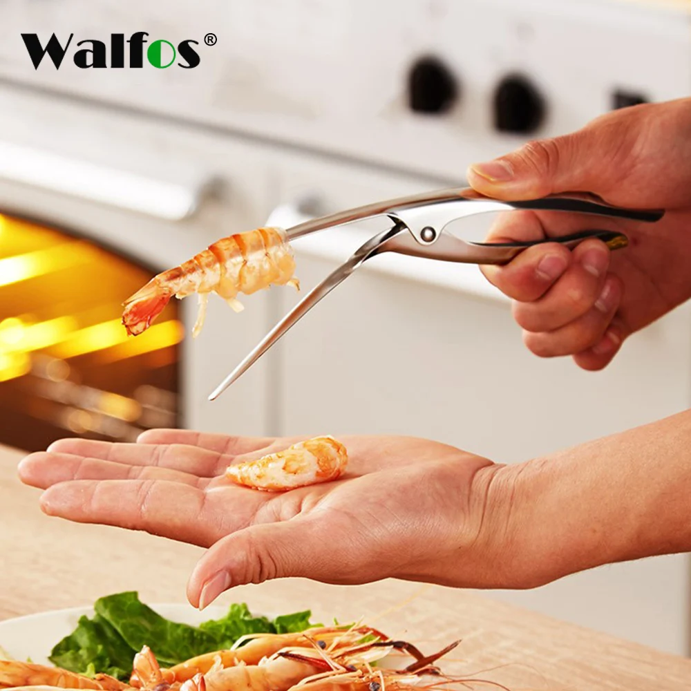 

WALFOS Prawn Peeler Stainless Steel Shrimp Prawn Deveiner Peel Device Creative Kitchen Cooking Seafood Tools Kitchen Gadgets