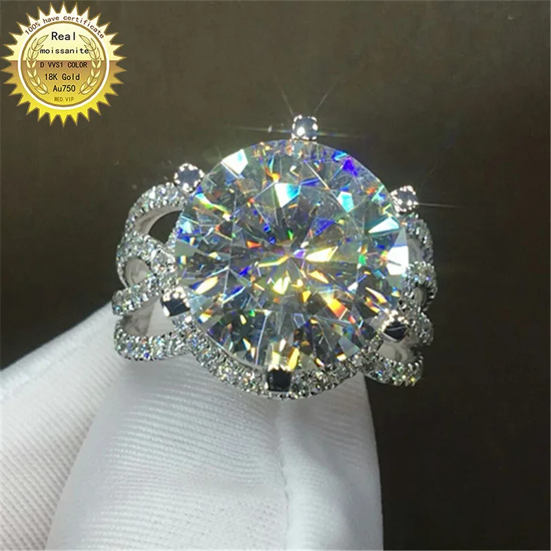 100%18K goldr ring 3ct DVVS moissanite ring Engagement&Wedding Jewellery with certificate 0041