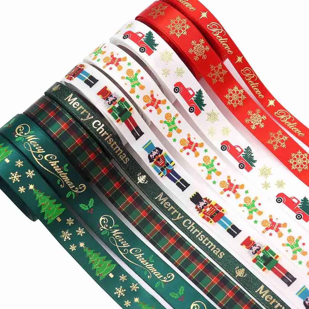 5 Yard Christmas Cartoon Ribbons Ribbing Festival Party Decoration For DIY Bowknot Card Gifts Box Packaging Handmade Home Decor