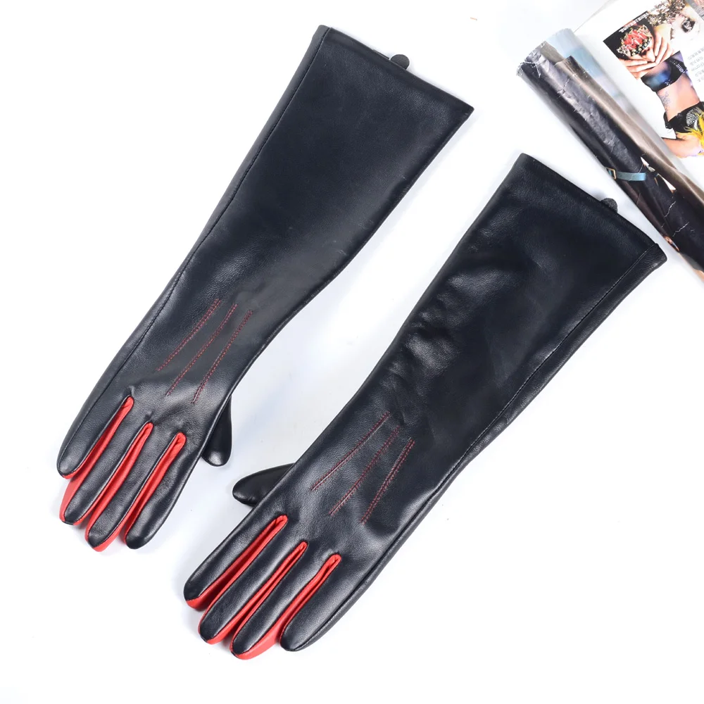 40 50 60 70 80cm Women\'s Ladies Real Leather Fashion Overlength Elegant Party Evening Gloves Charming Opera/Long Gloves