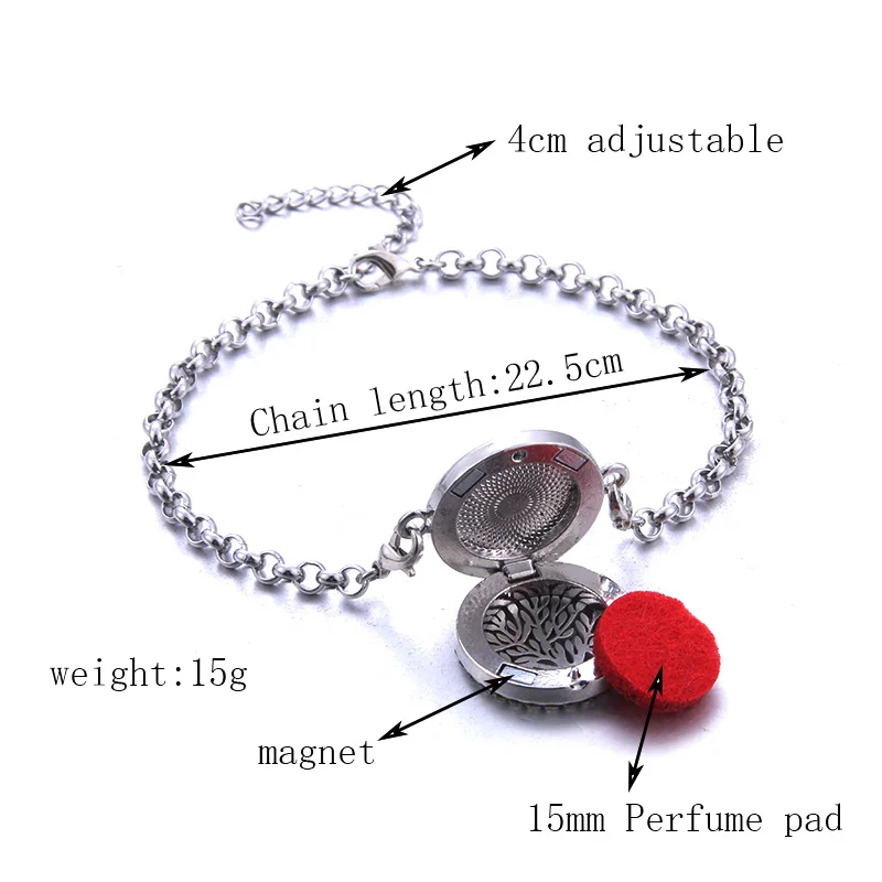 New dragonfly Tree of Life Aromatherapy lockets perfume Aroma Essential Oil Diffuser bracelet Adjustable Crystal bracelet