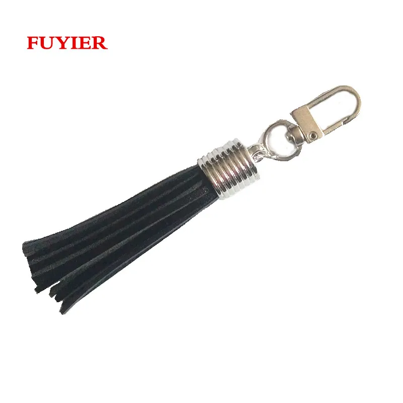 New Leather Tassel Key Chain Silver Tassel Key Chain Lobster Clasp Keychains Women Carabiner Bag Charming Pendant 23 Colors