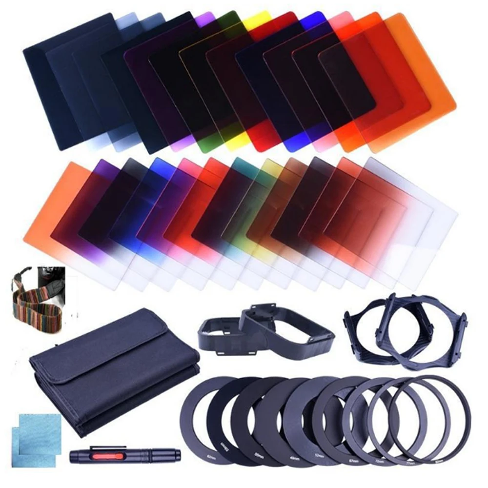 42in1 DSLR Filter Set Camera Filtro Full Kit Gradient Color Square ND Filter 24 ColorsGradient Color Square Suit for DSLR Camera