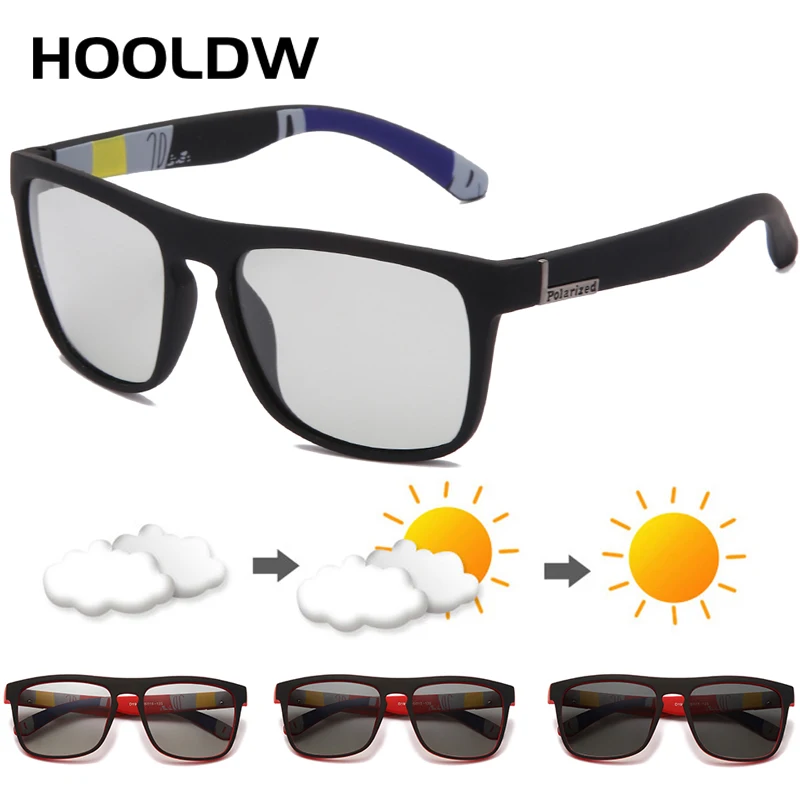 HOOLDW-gafas de sol fotocromáticas para hombre y mujer, lentes deportivas polarizadas para conducir, cambio de Color, UV400