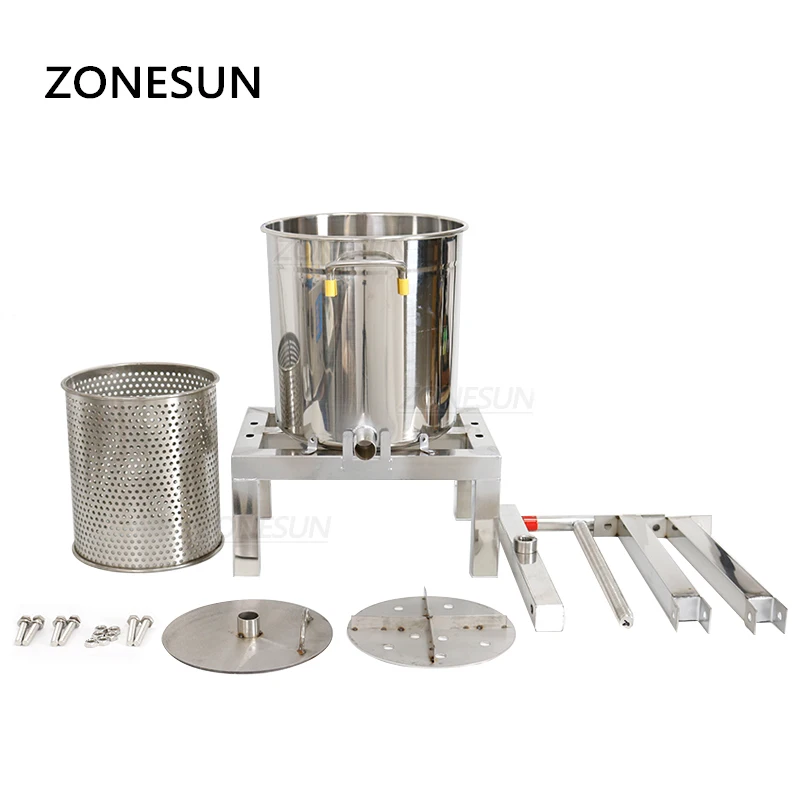 ZONESUN-máquina de presión de cera de miel de acero inoxidable, prensa Manual completamente cerrada, exprimidor de parafina, molino de depilación