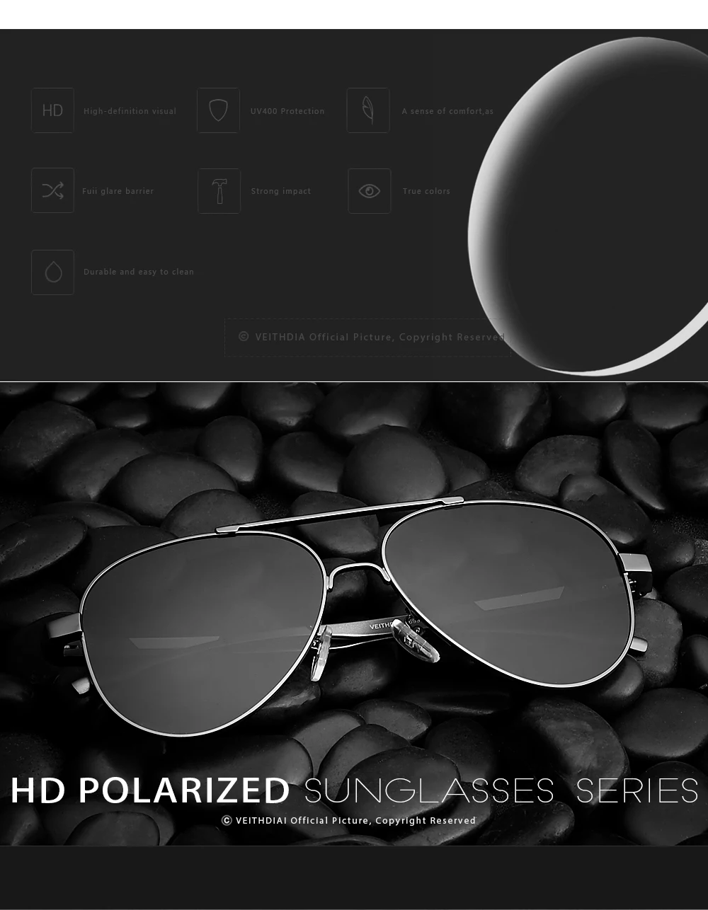 VEITHDIA Männer Sonnenbrille der Aluminium Photochrome Frauen Polarisierte UV400 Objektiv Mode Fahren Outdoor Brillen Männlichen Sonnenbrille 6699 – Detail 14