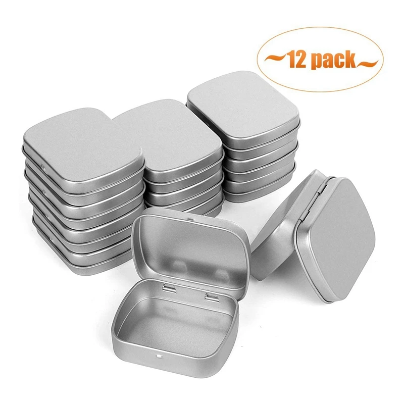Metal Containers-12 Pack Metal Tin Box Mini Portable Box Containers for Drawing Pin, Bead Earring Jewelry Storage