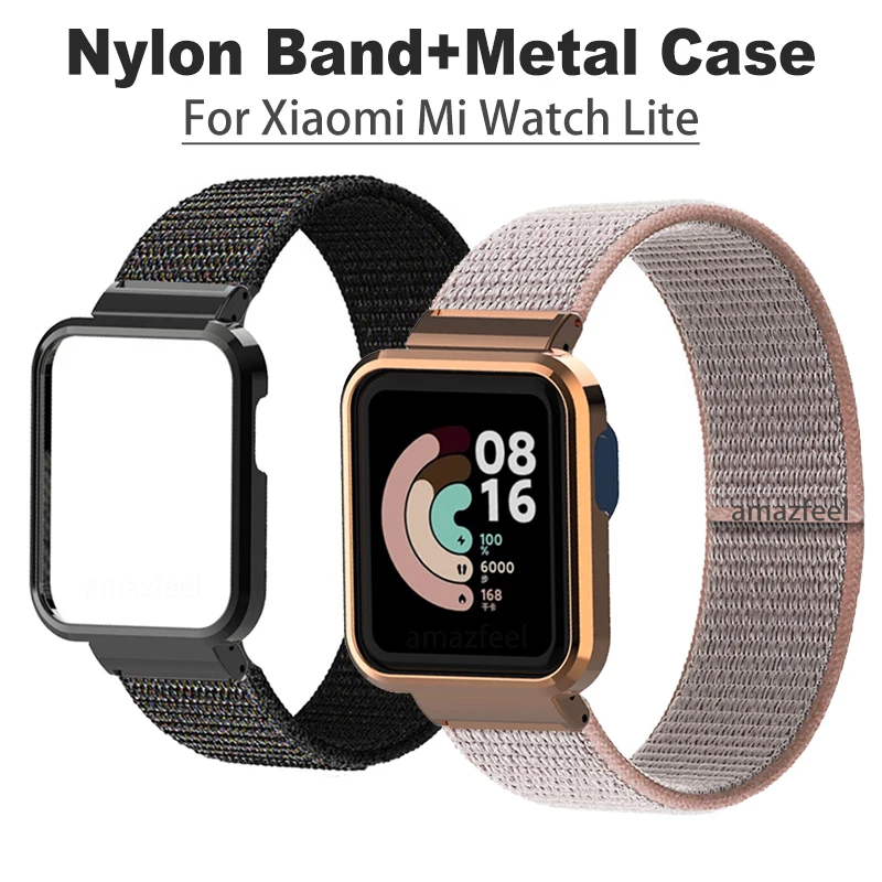 Nylon Strap For Xiaomi Mi Watch Lite Smart watch Bracelet Redmi Watch 2 Metal Case Protector Xiaomi Mi Watch Lite bumper frame