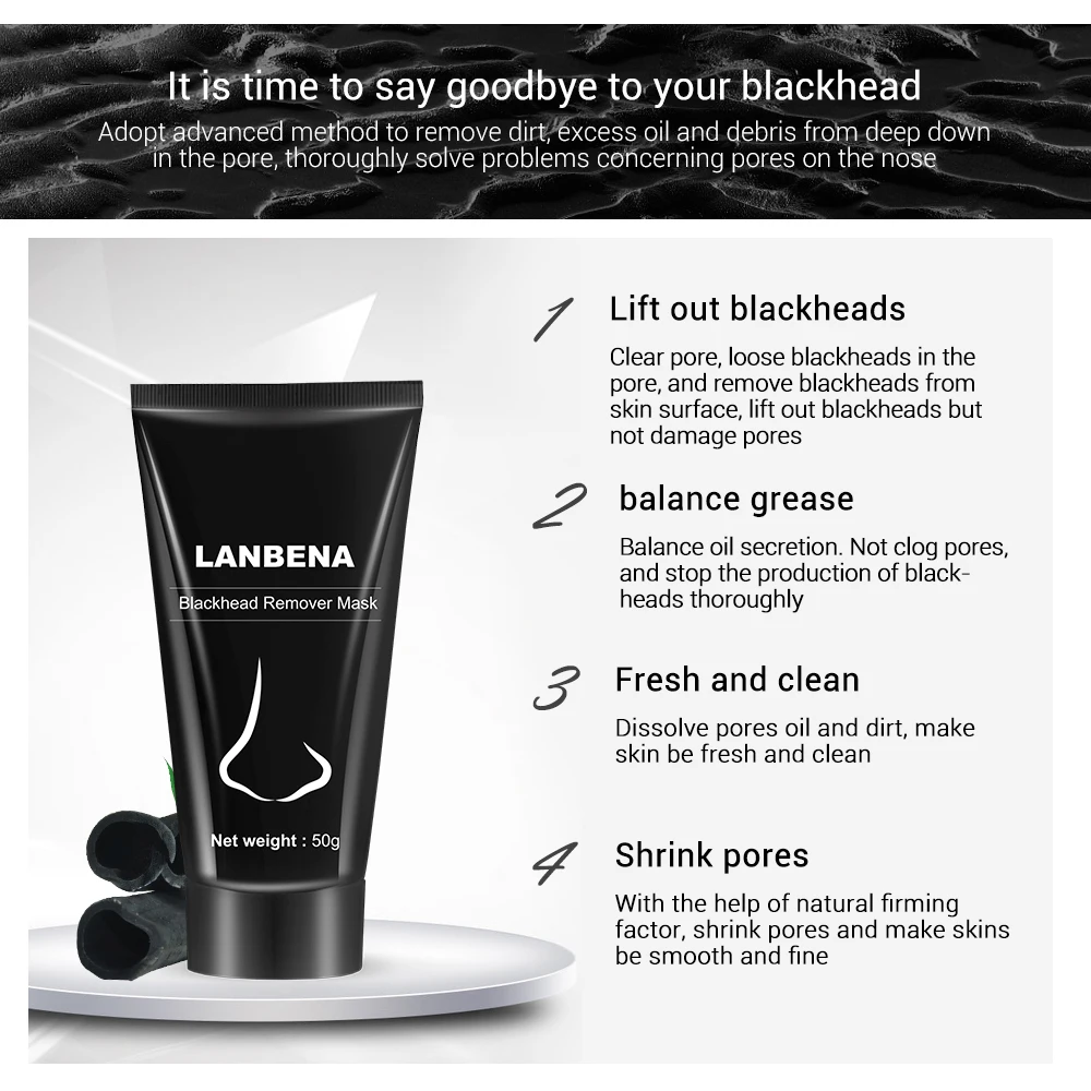 Lanbena Purifying Blackhead Remover Blackheads Masks on the Nose Patch Extrusion of Acne Removal for Removing Black Dots Lambena