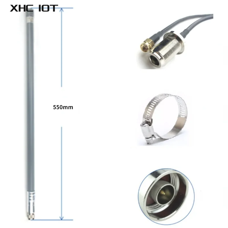 868MHz 915Mhz Outdoor Helium Hotspot Miner LoRaWan Wifi Antenna 8dBi N-J XHCIOT Clips 3M Extension Cable TX900-BLG-55