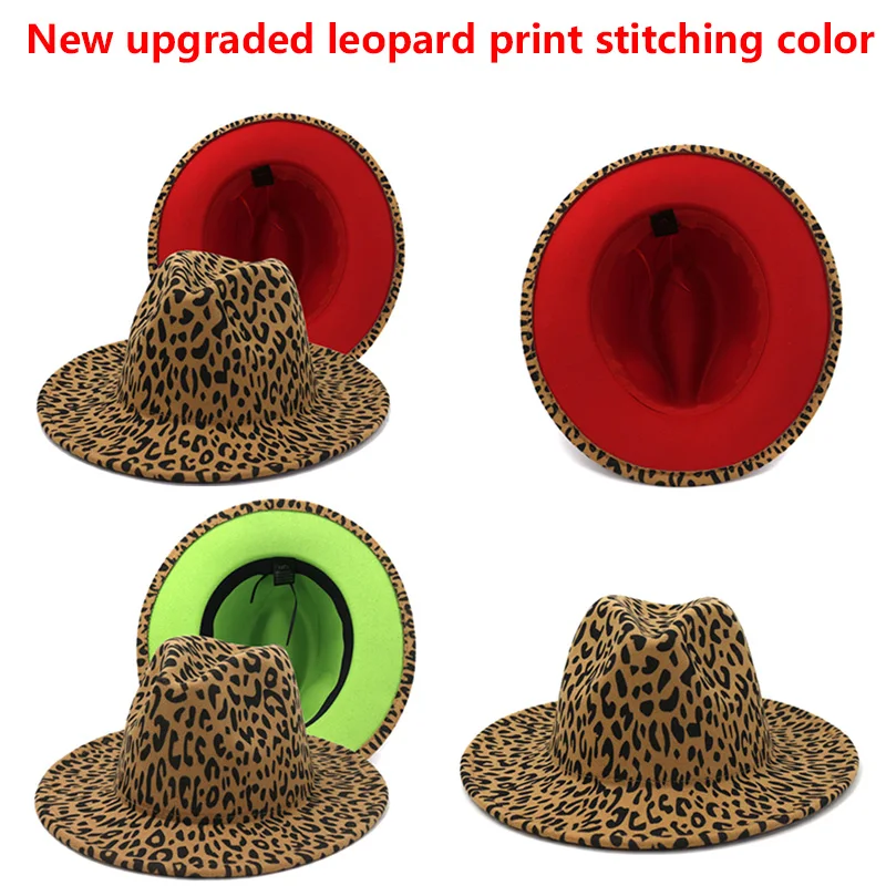 2020 winter fedora hats for women fashion Flat wide Brim Panama Wool Felt Jazz Fedora Hats for men Leopard goth top wedding Hat