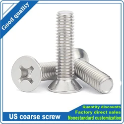 2/50pcs UNC/UNF 2 3 4 6 8 10 12# 5/32-32 1/4-20 5/16-18 3/8-16 Stainless Steel Cross Phillips Flat Countersunk Head Screw Bolt