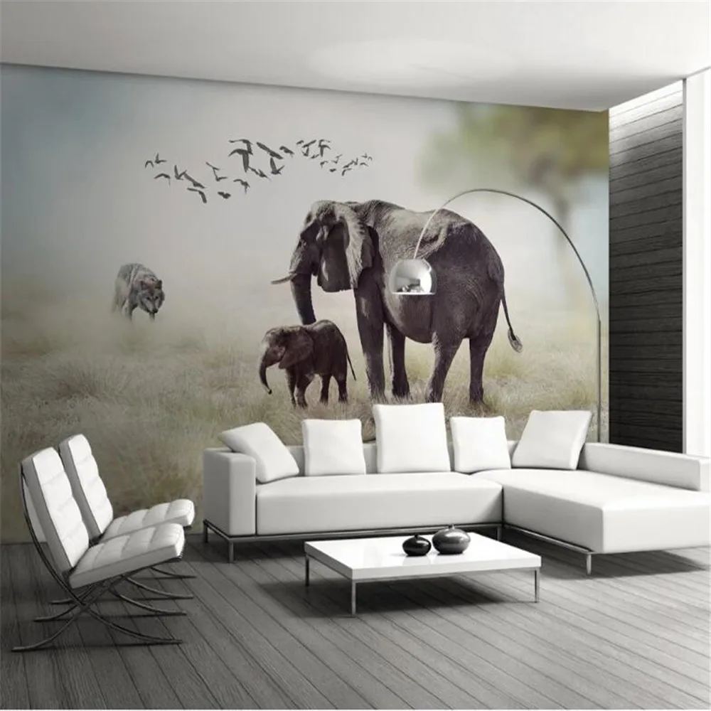 Milofi customized 3D large wallpaper mural Nordic minimalist elephant mother love background wall paper mural