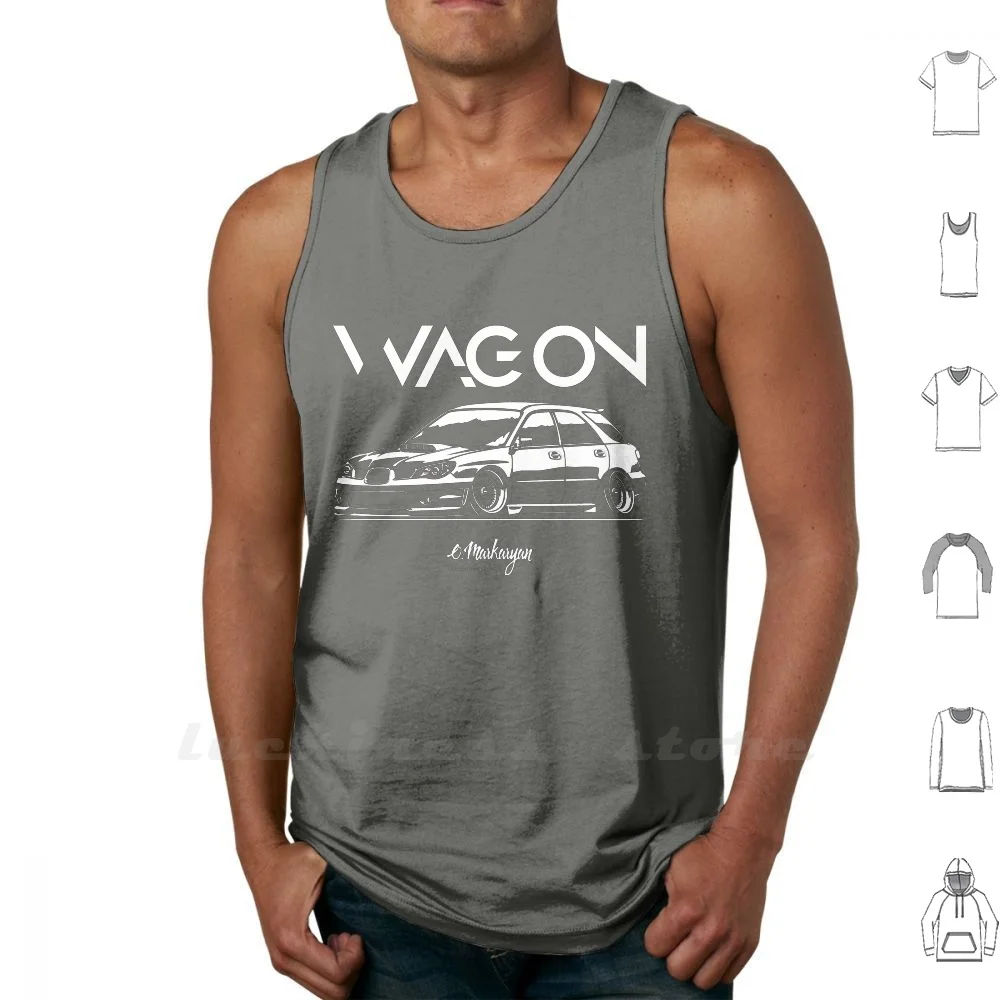 Stanced Impreza Wagon Tank Top Cotton Vest Sleeveless Cars Automotive Automobile Stance Sportcar Japan Drift Legend Supercar