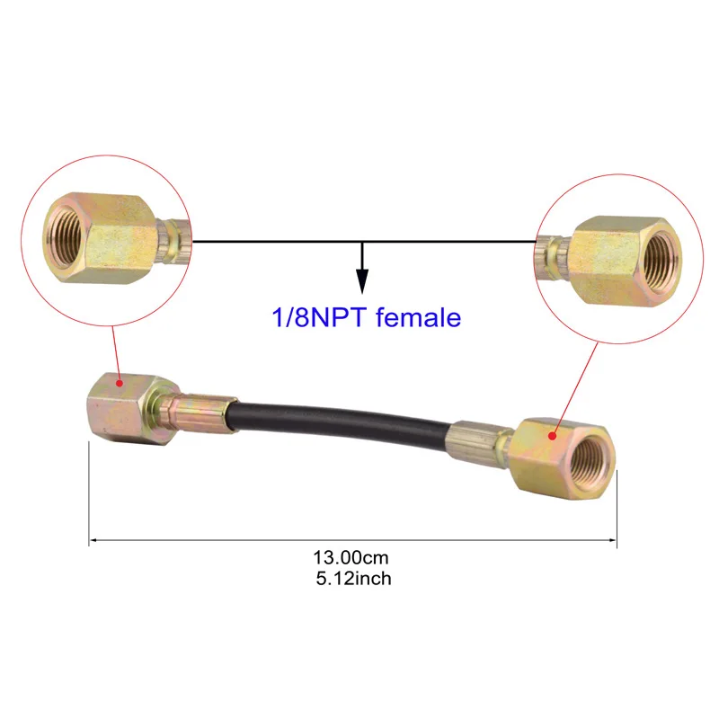 PCP Paintball High Pressure Hose Nylon Tube 300bar/4500psi HP Hoses 1/8NPT Female Connection 13cm Long