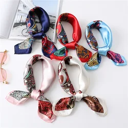 Lady Office Neckerchief Striped Leopard New Square Neck Scarf Women Silk Hair Band Small Foulard Shawls and Wraps Oil Panting