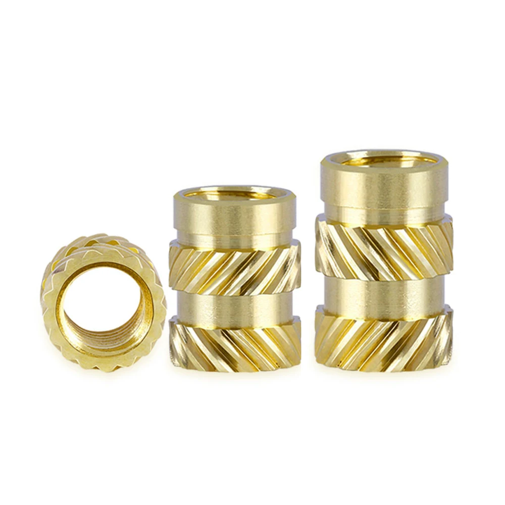 100Pcs Brass Hot Melt Inset Nuts Heating Molding Thread Inserts Nut SL-type Double Twill Knurled Injection Brass Nut M2M3