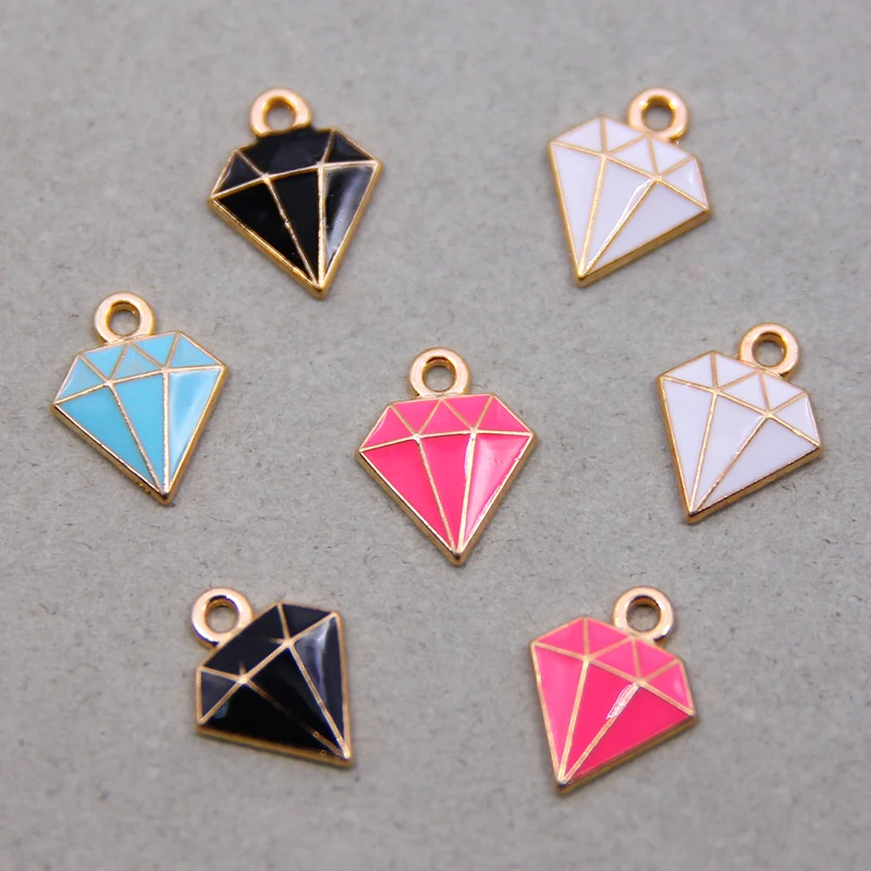 10pcs /lot Zinc Alloy Enamel Charms Diamond Shaped Charms Pendant For DIY Fashion Pendant Earrings Jewelry Making Accessories image 4