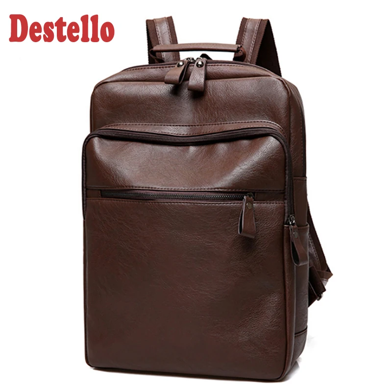 

New Fashion PU Leather Backpack Men Waterproof Backpack Men Backpack for Travel Business Backpack Laptop PU Bag 14 Inch Mochila