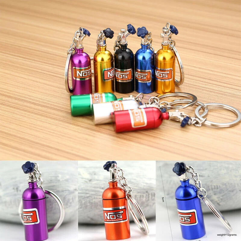 Turbo NOS Nitrous Oxide Bottle Key Chain Keychain Keyring Stash Pill Box Storag Key Ring Creative Gifts for Friends Families