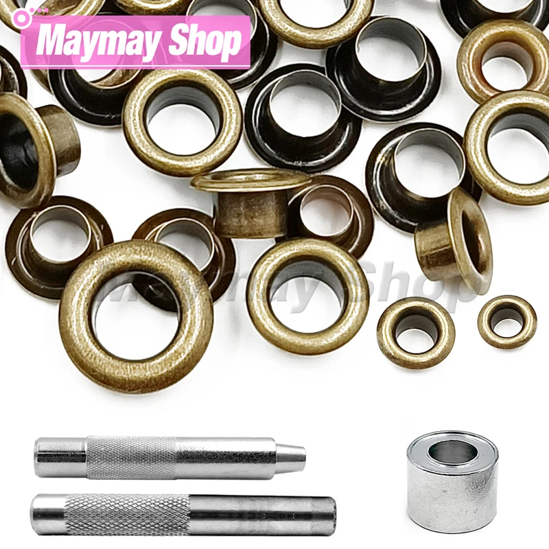 50set Copper Colors Metal Eyelet Grommets With Eyelet Punch Die Tool Set For Clothing DIY Leathercraft Accessories Shoes Belt