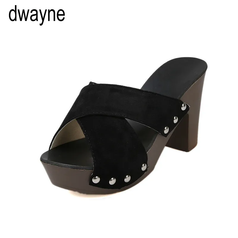 Summer Women Cross Strap Chunky Heel Sandal Thick High-Heeled Flip Flop shoes Beach Open Toe Sandal Sandalias Zapatos Mujer 859