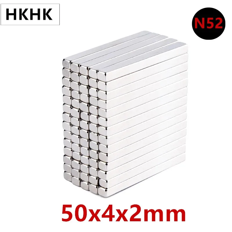 50 N52 Magnet 50x4x2 mm Super Strong Sheet Rare Earth Magnet Thickness 2mm Block Rectangular Neodymium Magnets 50mm x 4mm x 2mm