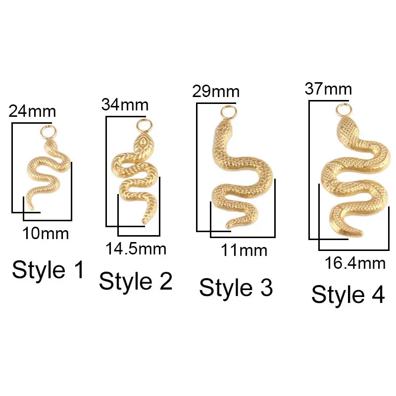 5pcs Stainless Steel Snake Charms Pendant DIY Jewelry Making Handmade Components Earrings Jewelry Finding Charm Accessories