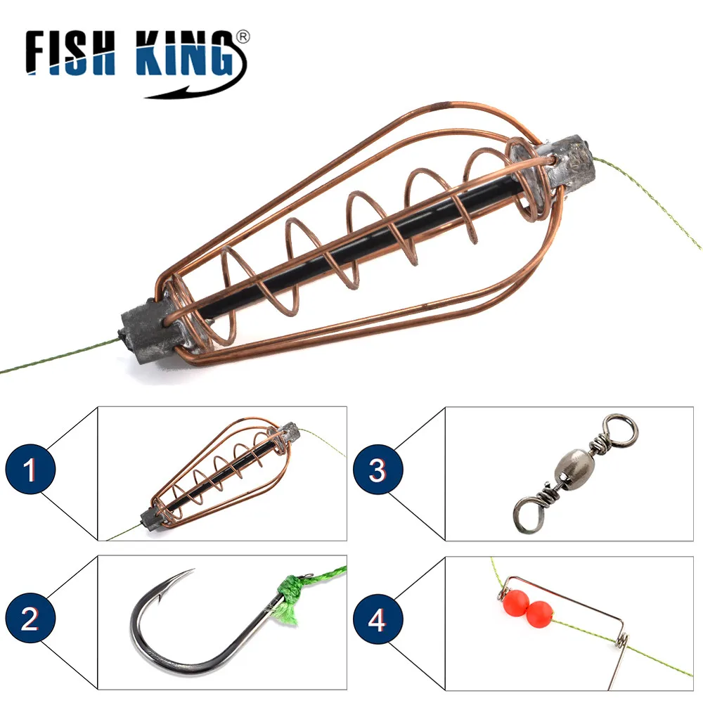 FISH KING-خطاف صيد اصطناعي ، قفص طعم ، مجموعة إغراء ، وحدة تغذية ، سمك السلور
