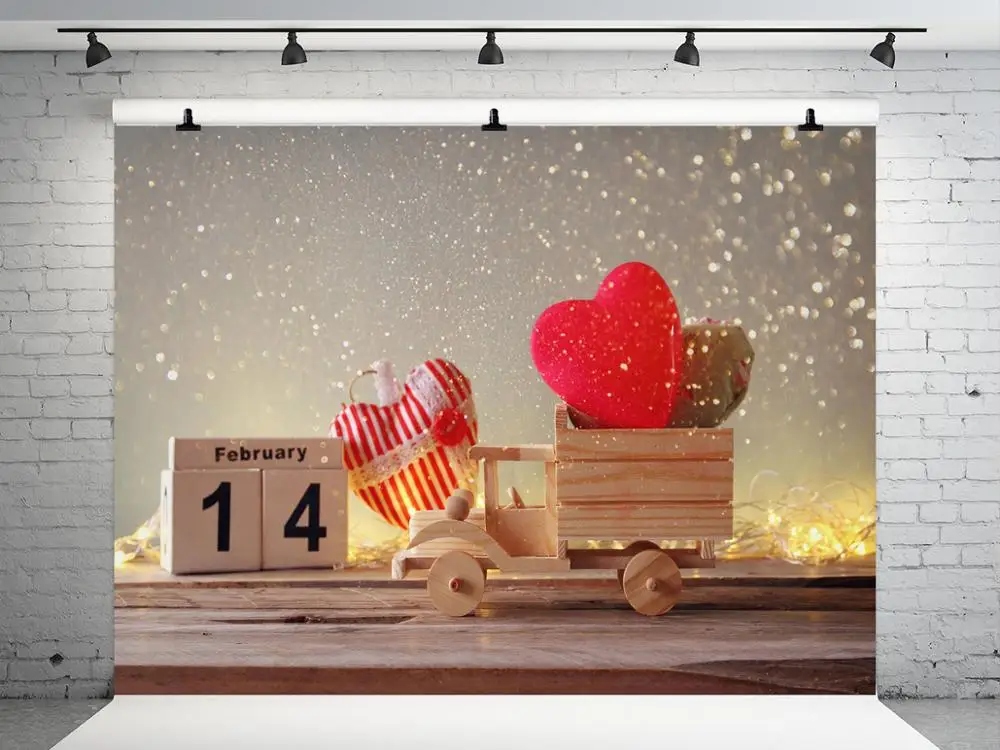 

VinylBDS 10ft Valentine'S Day Photo Background Photography Backdrop Wood Car Photography Backdrop Children Prop Studio