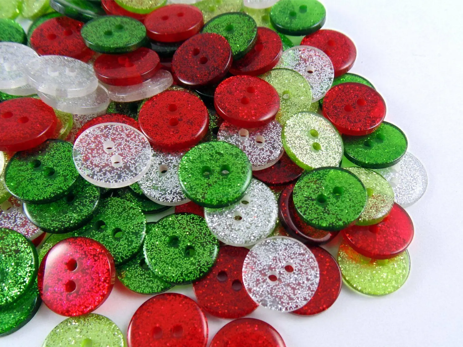 50pcs 13mm/15mm/19mm Glitter Resin Round Buttons 2 Holes Sewing Accessories Sparkle Embellishment