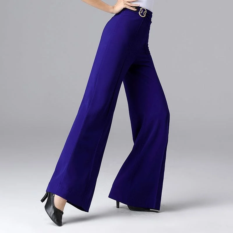 Latin Dance Wear High Waist Pants Modern Ballroom Dress Winter Adult Costume Rumba Female Clothing Wide Leg Flared Trousers