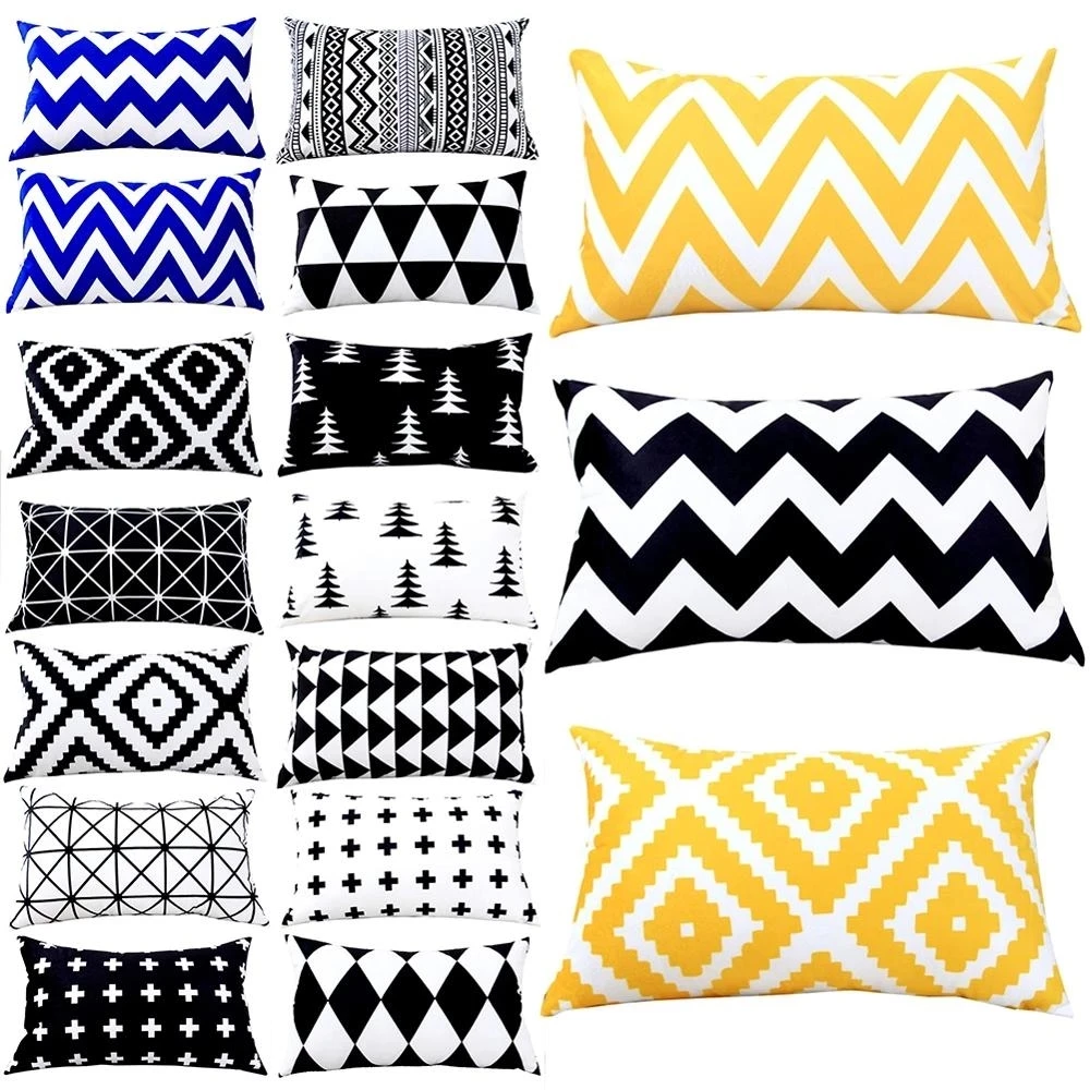 30*50 cm Short Plush Pillow Case Nordic Style Pillowcase Black White Sofa Soft Cushion Cover Geometric Home Decoration