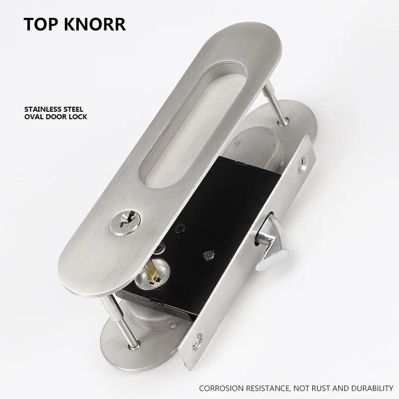 

TOPKNORR Door Lock Sliding Door Lock Hidden Handle, Modern 304 Stainless Steel Indoor Anti-theft Safety Single Hook Door Lock