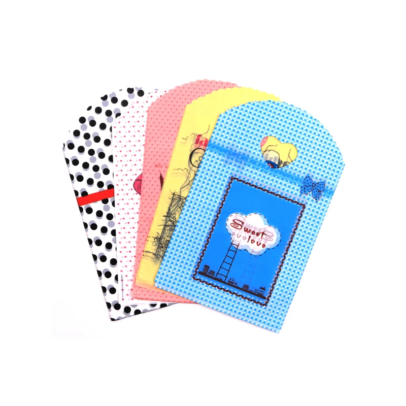 50Pcs/Lot Multi Designs Small Plastic Bag 13x21cm Boutique Candy Gift Bag With Handles Favor Earrings Jewelry Packaging Bags