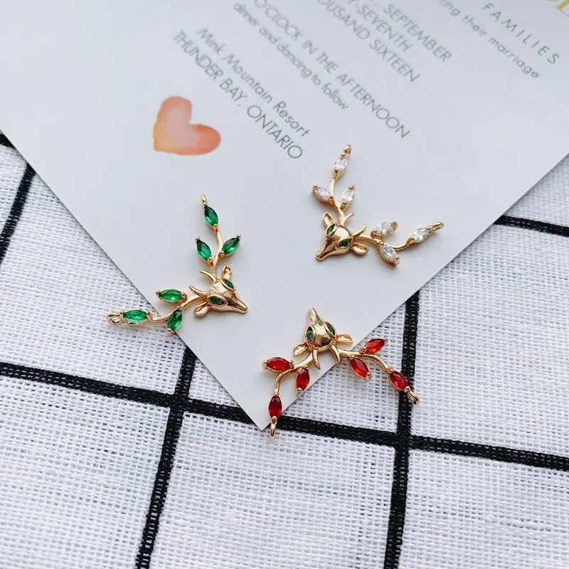 DIY jewelry accessories wholesale copper edging micro inlaid zircon antlers pendant antique hairpin necklace accessories