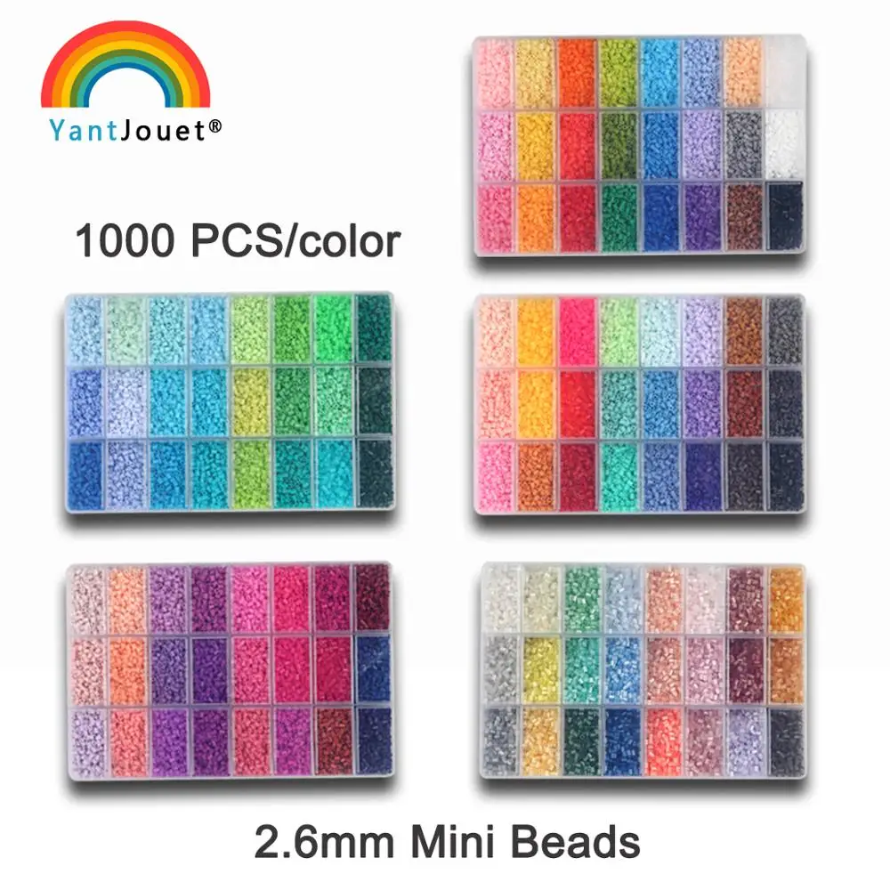 Yantjouet-minicuentas de hierro de alta calidad para niños, juguete de manualidades, rompecabezas, 24 colores por lote, 2,6mm, 24000 unidades