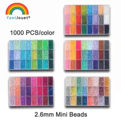 Yantjouet-minicuentas de hierro de alta calidad para niños, juguete de manualidades, rompecabezas, 24 colores por lote, 2,6mm, 24000 unidades