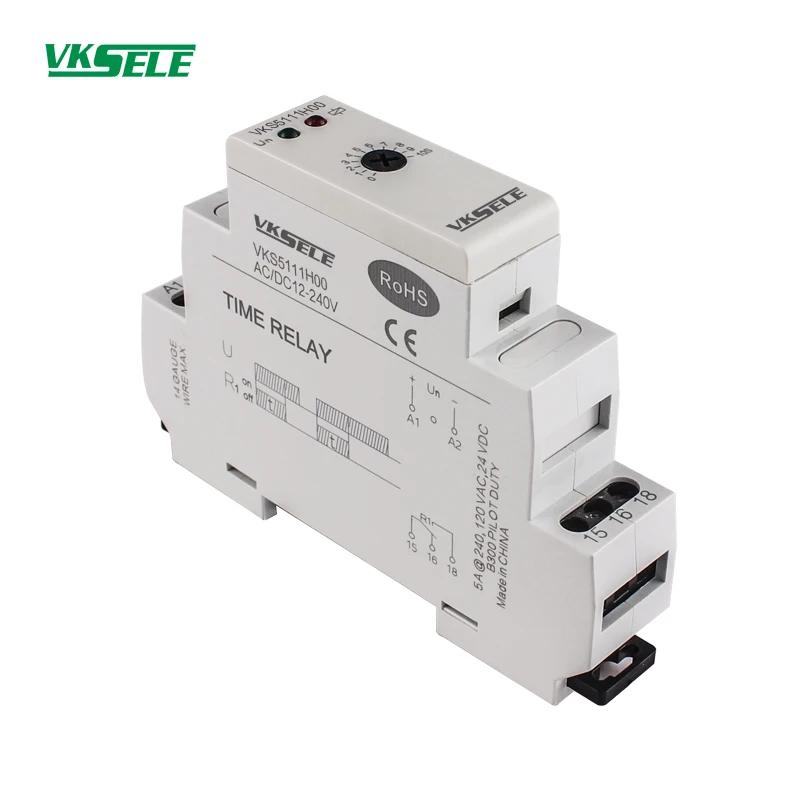 

VKS5111 5A AC/DC 12V 24V 240V adjustable DIN rial timer delay relay