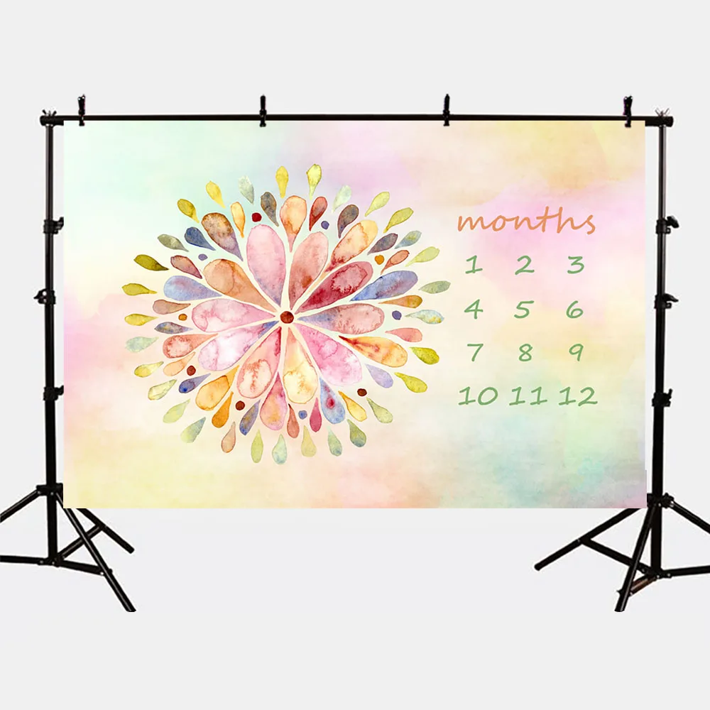 Mocsicka Newborn Months Backdrop for Photography Studio Colorful Baby Shower Photo Booth Background S-2754