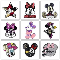 Minnie Mickey Mouse Daisy Embroidery Sequin Clothing Stickers Clothes Repair Patches DIY Patch Applique for Children's Clothing