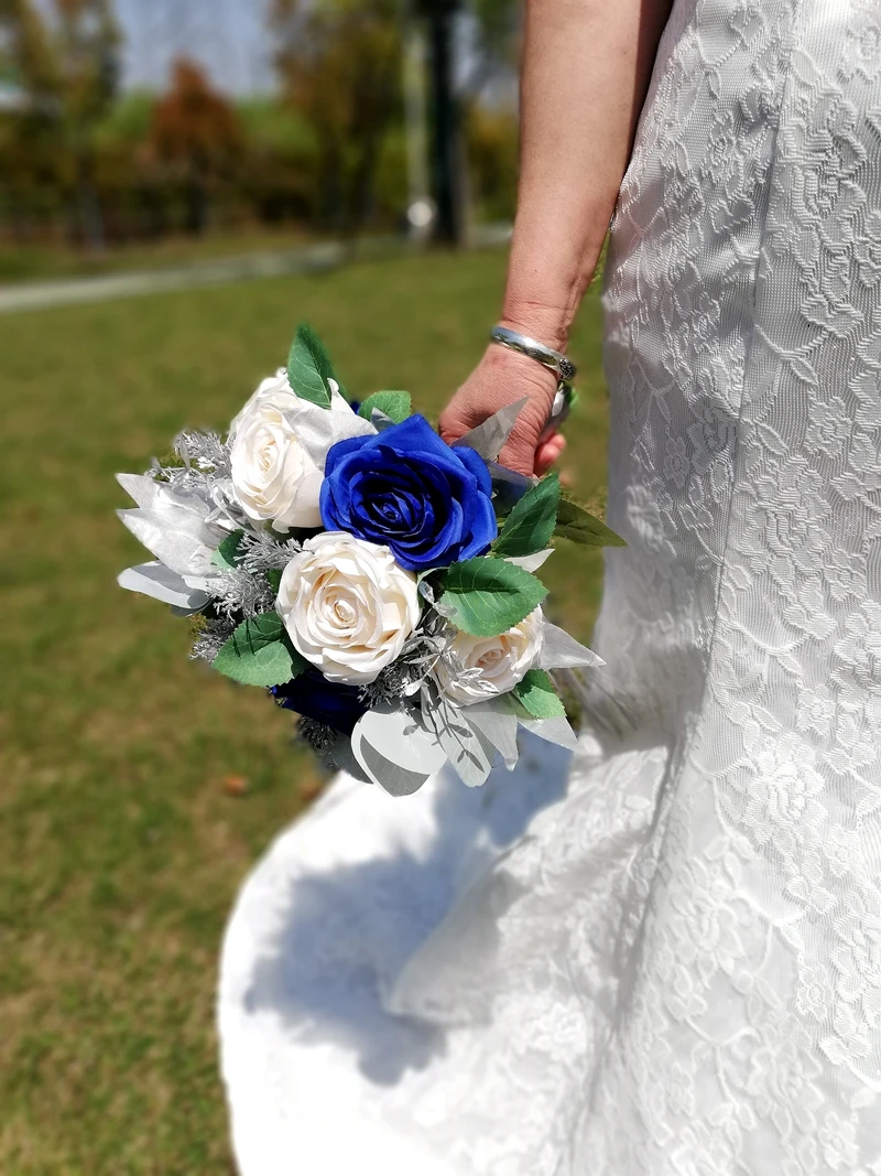 2021 nova whitney broche de flores coleção casamento artificial flores de prata ramos de pinho mix marfim rosas buquê mariage