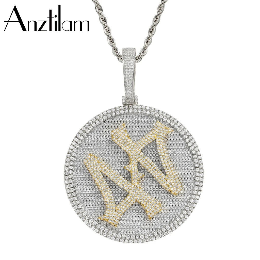 

AZ Hip Hop Rotatable 44 Round Iced Out Pendants Necklaces for Men Paved Setting Zircon Stone Rapper Goth Jewelry Free Shipping