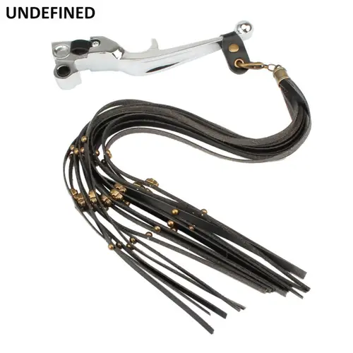 Imagen 1 del producto Palanca de freno Universal para motocicleta, cubiertas de cuero con flecos de calavera y borlas, cubierta de palanca de embrague para Harley Indian Chieftain Dark Horse