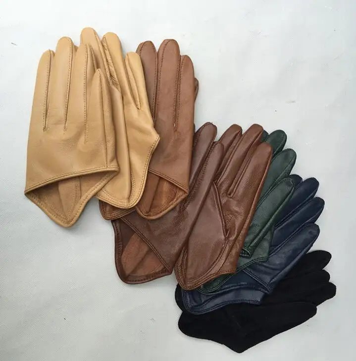 Women\'s runway fashion natural sheepskin leather half palm gloves female performance dancing genuine leather glove  R1131